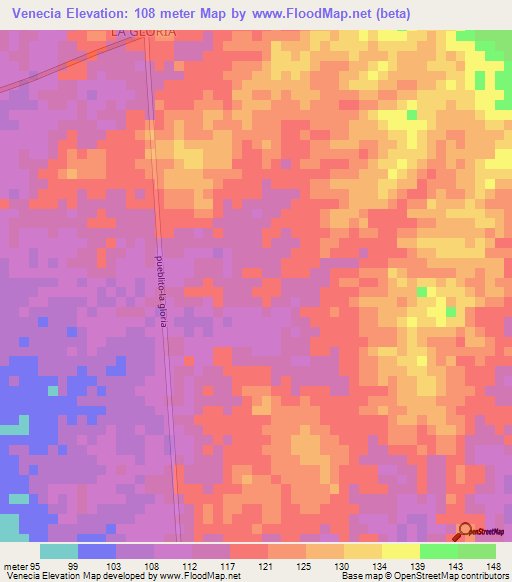 Venecia,Colombia Elevation Map