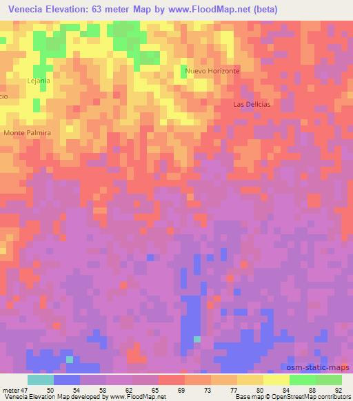 Venecia,Colombia Elevation Map