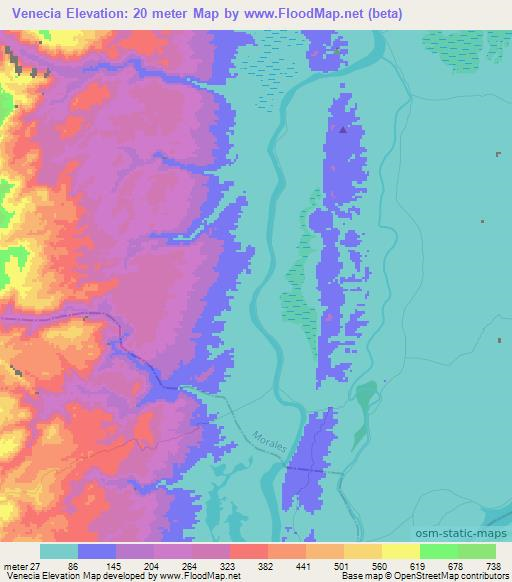 Venecia,Colombia Elevation Map