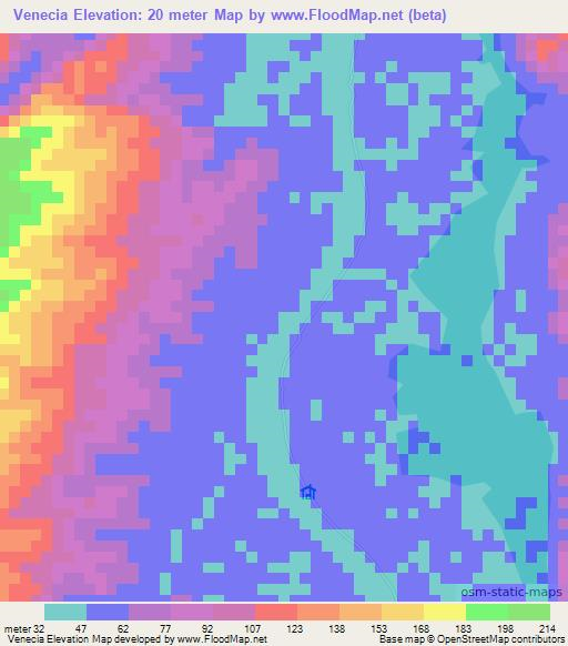 Venecia,Colombia Elevation Map