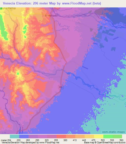 Venecia,Colombia Elevation Map