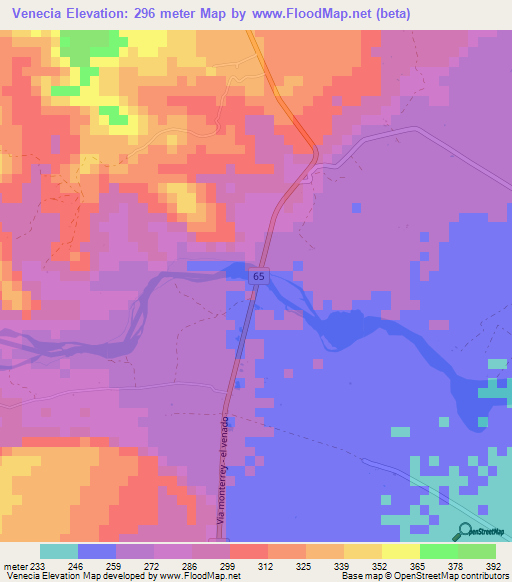 Venecia,Colombia Elevation Map