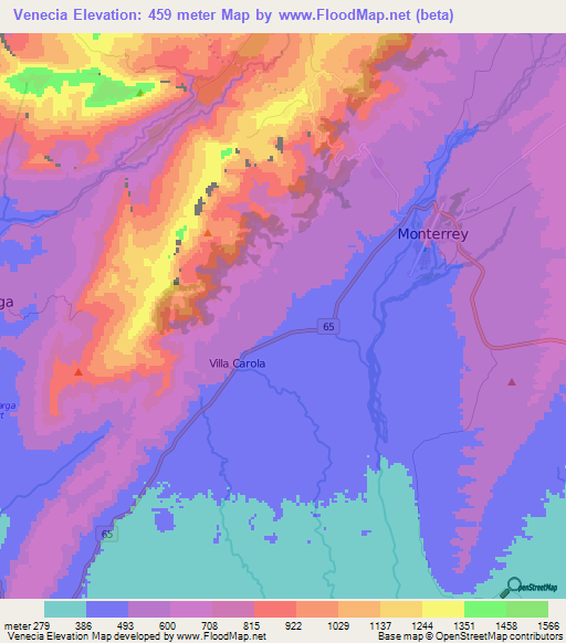 Venecia,Colombia Elevation Map