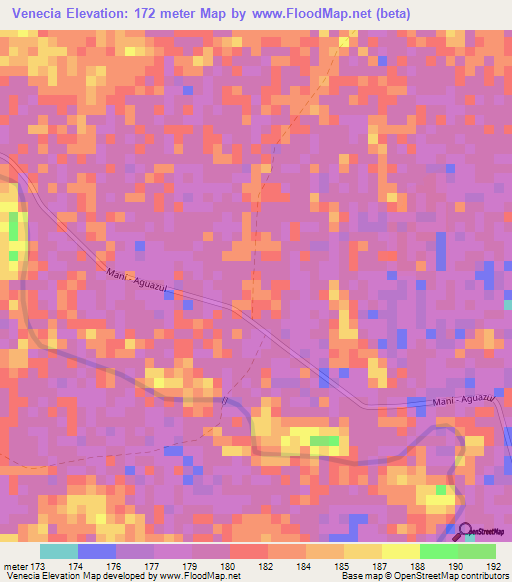 Venecia,Colombia Elevation Map