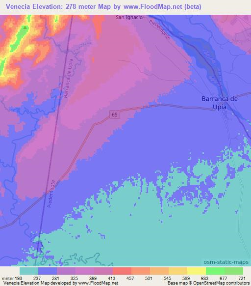 Venecia,Colombia Elevation Map