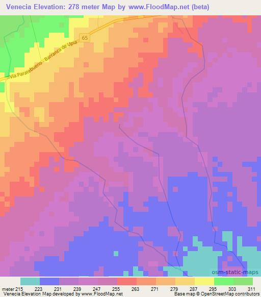 Venecia,Colombia Elevation Map