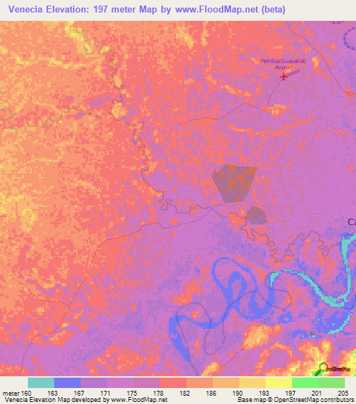 Venecia,Colombia Elevation Map