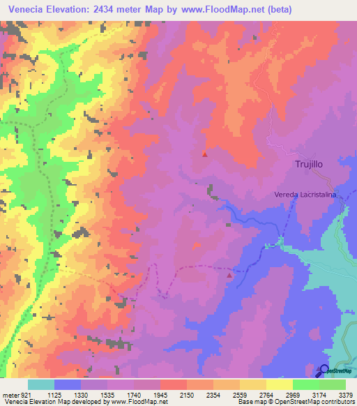 Venecia,Colombia Elevation Map