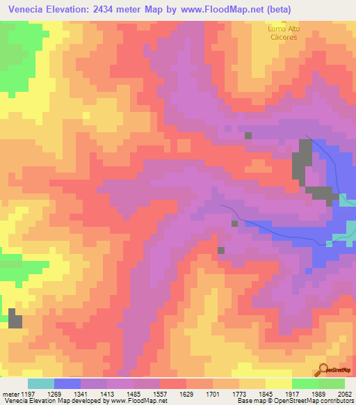 Venecia,Colombia Elevation Map