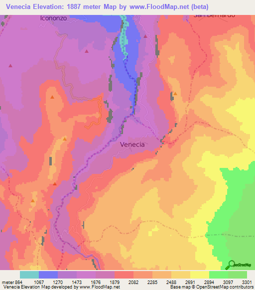 Venecia,Colombia Elevation Map