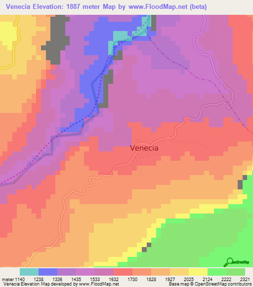 Venecia,Colombia Elevation Map