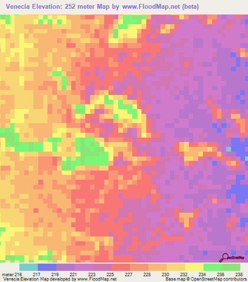 Venecia,Colombia Elevation Map