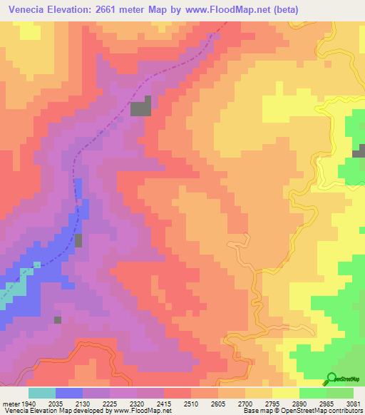 Venecia,Colombia Elevation Map