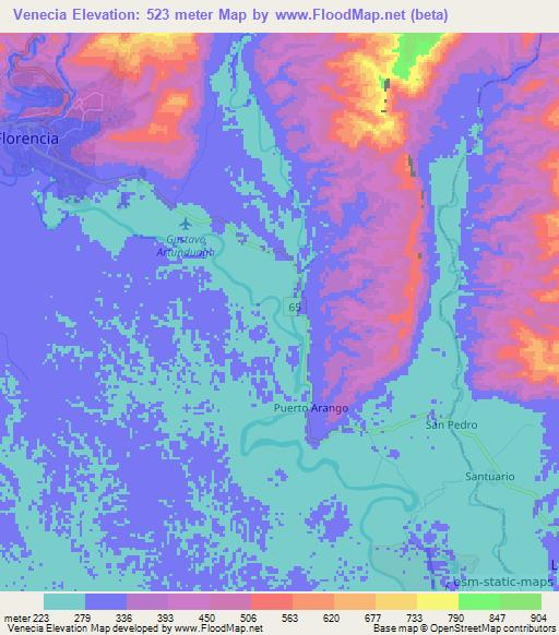 Venecia,Colombia Elevation Map