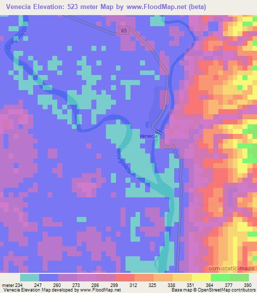 Venecia,Colombia Elevation Map