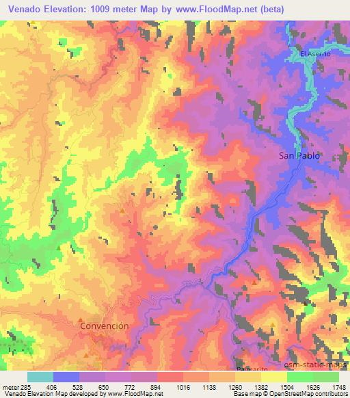 Venado,Colombia Elevation Map