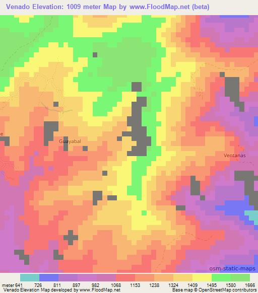 Venado,Colombia Elevation Map