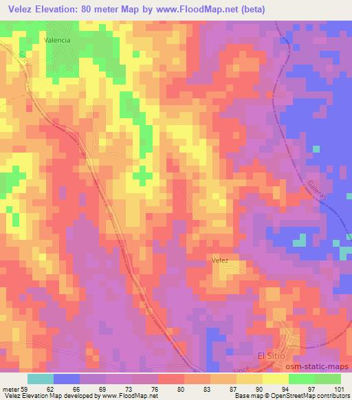 Velez,Colombia Elevation Map