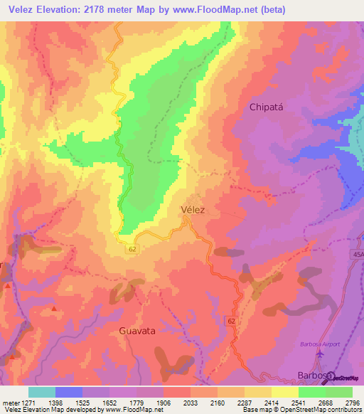 Velez,Colombia Elevation Map