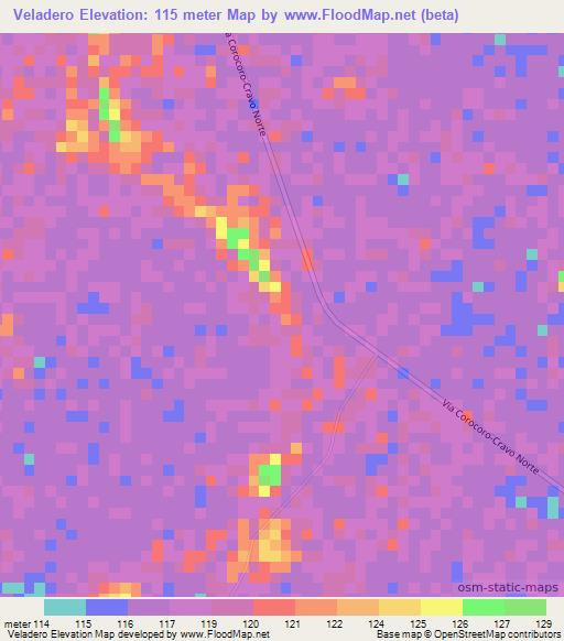 Veladero,Colombia Elevation Map