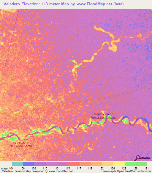 Veladero,Colombia Elevation Map