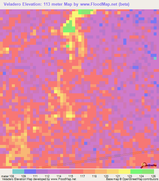 Veladero,Colombia Elevation Map