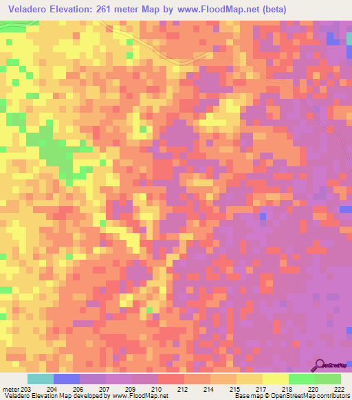 Veladero,Colombia Elevation Map