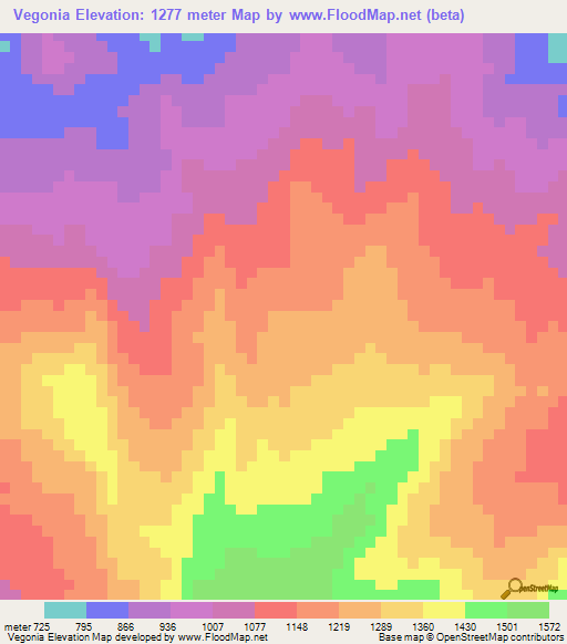 Vegonia,Colombia Elevation Map