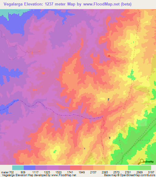 Vegalarga,Colombia Elevation Map