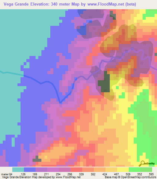 Vega Grande,Colombia Elevation Map