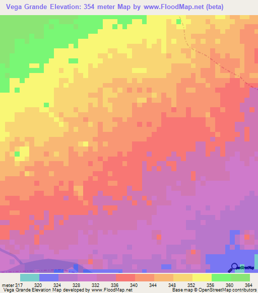 Vega Grande,Colombia Elevation Map