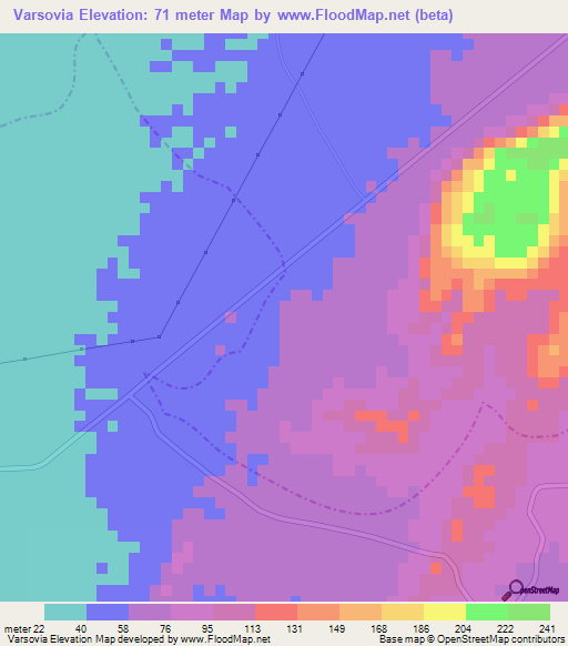 Varsovia,Colombia Elevation Map