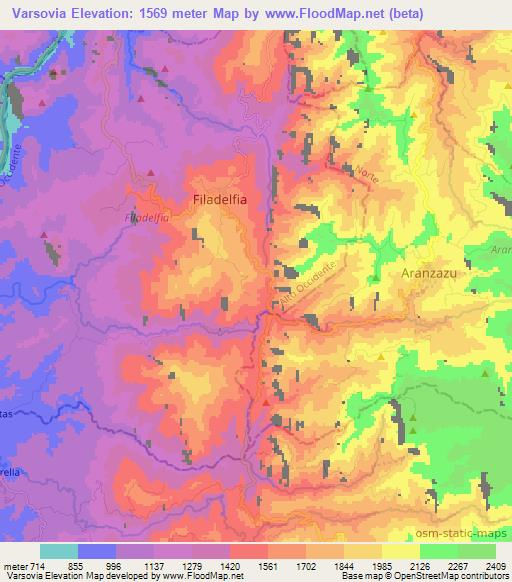 Varsovia,Colombia Elevation Map