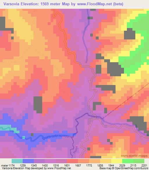 Varsovia,Colombia Elevation Map