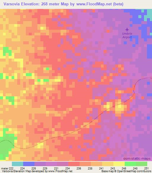 Varsovia,Colombia Elevation Map