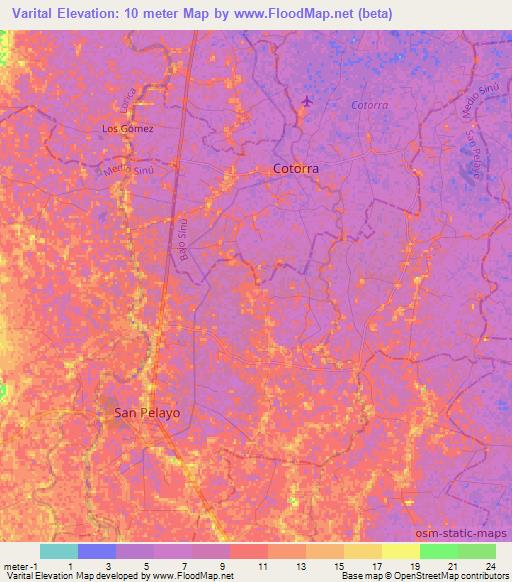 Varital,Colombia Elevation Map