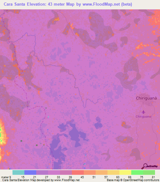 Cara Santa,Colombia Elevation Map