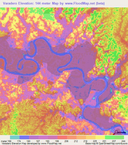 Varadero,Colombia Elevation Map