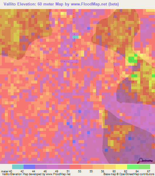 Vallito,Colombia Elevation Map