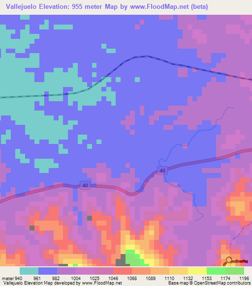 Vallejuelo,Colombia Elevation Map