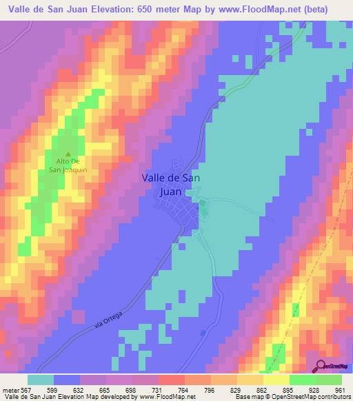 Valle de San Juan,Colombia Elevation Map