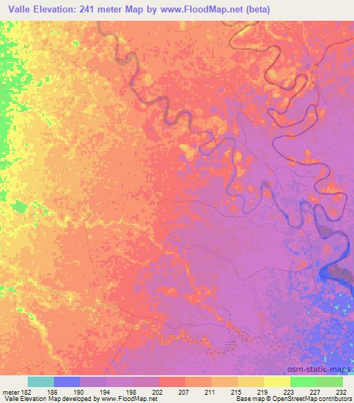 Valle,Colombia Elevation Map