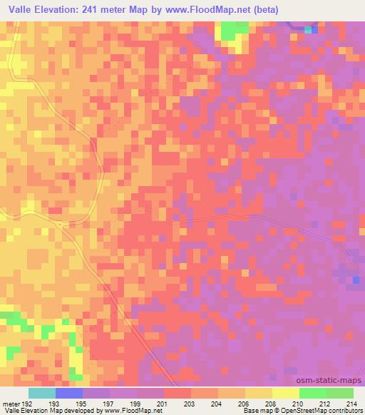 Valle,Colombia Elevation Map