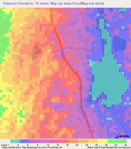 Valencia,Colombia Elevation Map