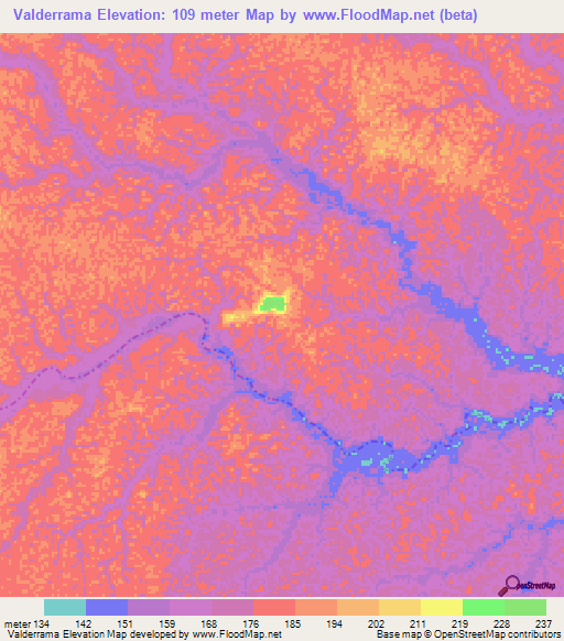 Valderrama,Colombia Elevation Map