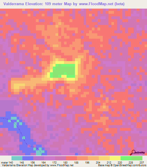 Valderrama,Colombia Elevation Map