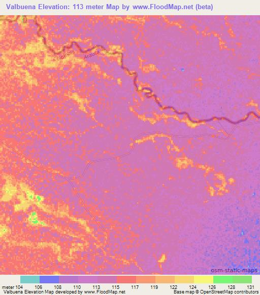 Valbuena,Colombia Elevation Map