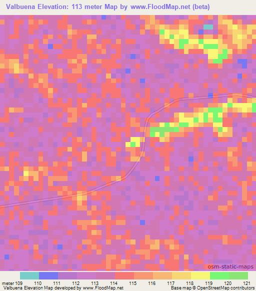 Valbuena,Colombia Elevation Map