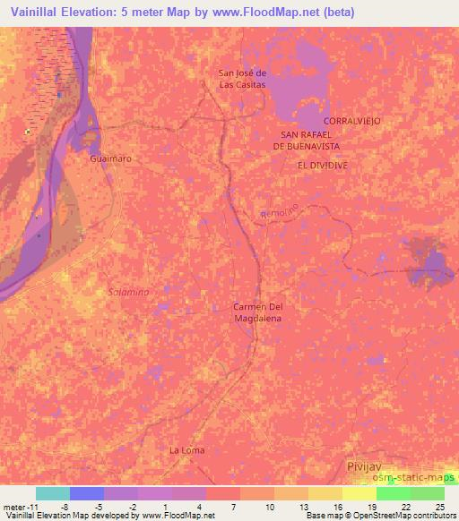 Vainillal,Colombia Elevation Map