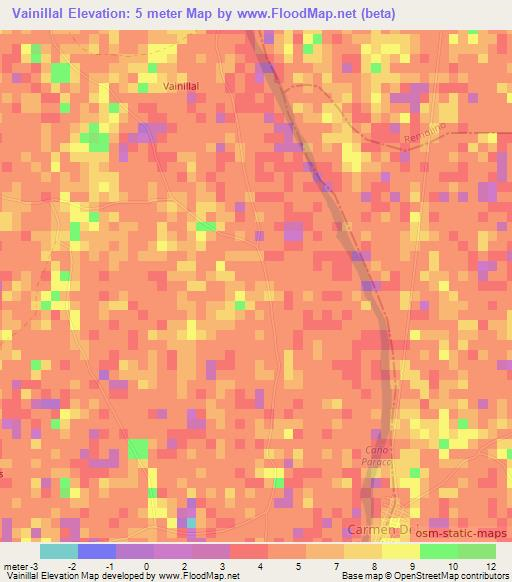 Vainillal,Colombia Elevation Map